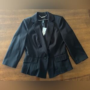 NWT White House Black Market Black Blazer Tailored Peplum Suit Jacket